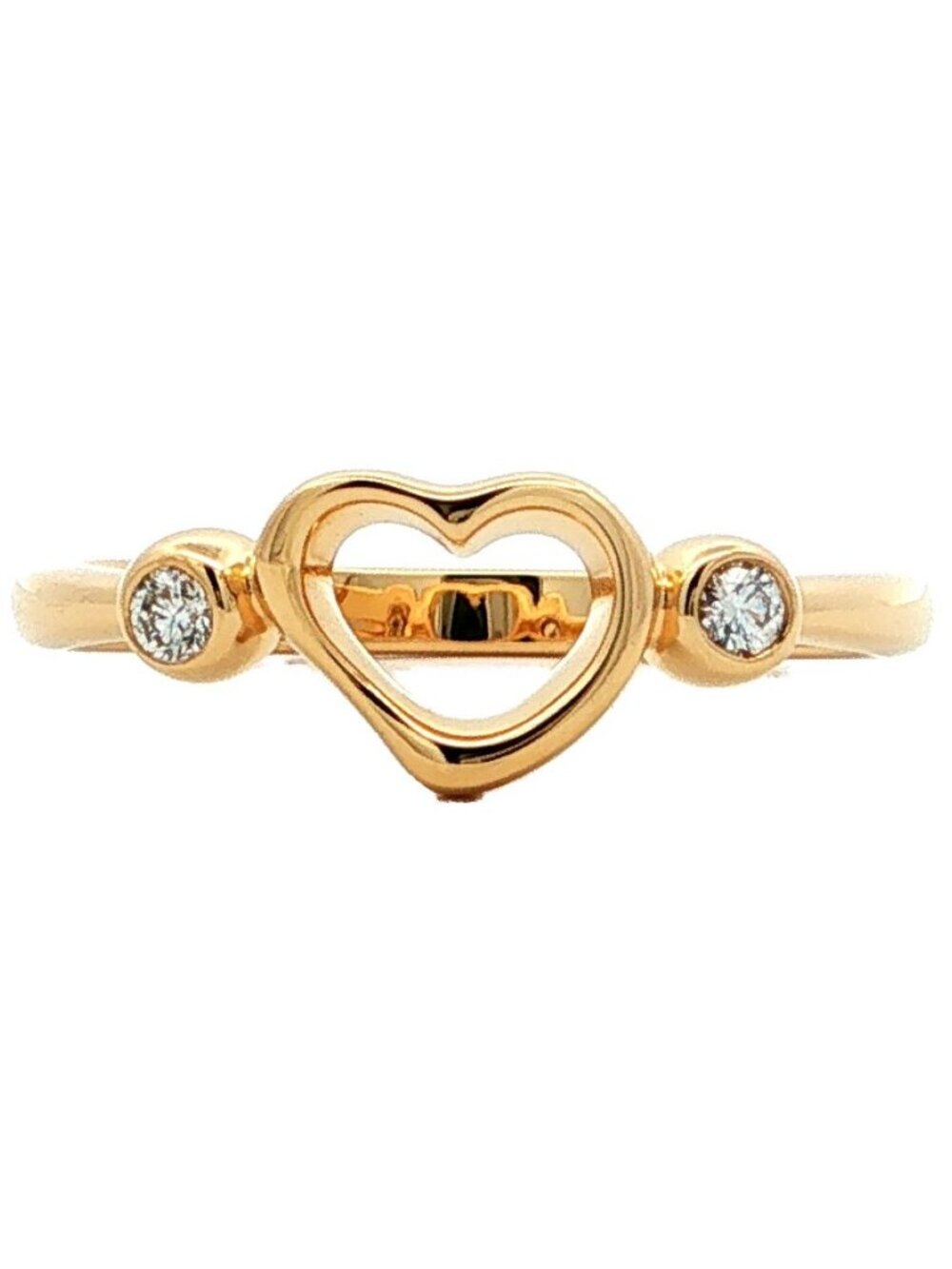 Tiffany & Co Open Heart Diamond Ring 18k Yellow Gold